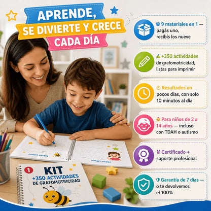🔥 Mega Pack 9×1 de Grafomotricidad: más de 350 actividades para desarrollar la escritura mientras juega.