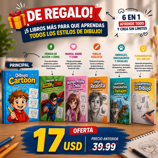 MEGA PACK 6×1: Todo lo que tu hijo necesita para aprender a dibujar como un verdadero artista.